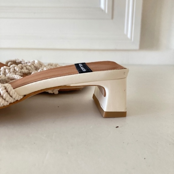 Angel Alarcon Anthropologie Woven Neutral Rope Strappy Square Toe Heels Sz 37 - Picture 3 of 8